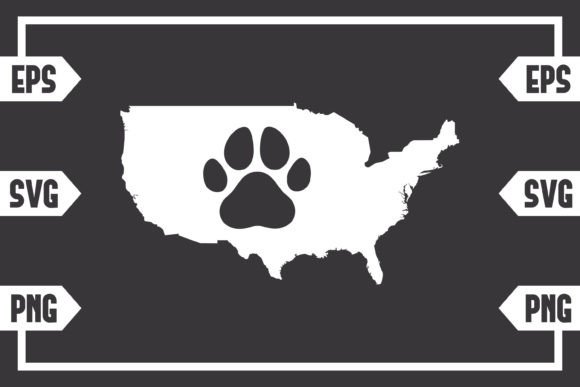 USA Map - Dog Paw.