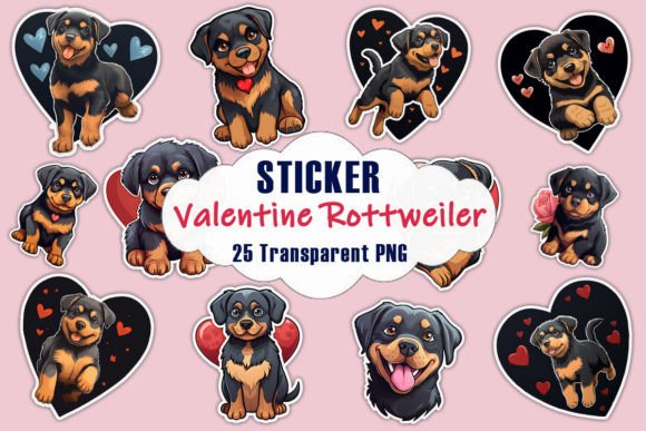 Valentine Rottweiler Dog Stickers PNG: A Designer's Review